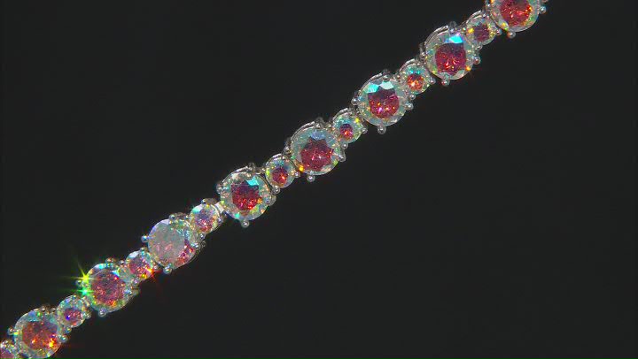 Aurora Borealis Cubic Zirconia Rhodium Over Sterling Silver Bracelet 19.81ctw Video Thumbnail