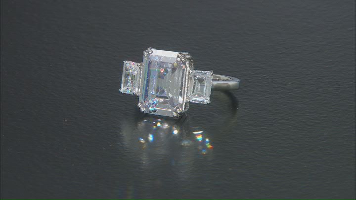 White Cubic Zirconia Platinum Over Sterling Silver Ring 15.66ctw Video Thumbnail