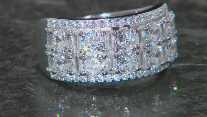 White Cubic Zirconia Rhodium Over Sterling Silver Ring 5.33ctw Video Thumbnail