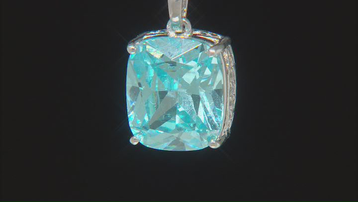 Blue And White Cubic Zirconia Rhodium Over Sterling Silver Pendant With Chain 13.36ctw Video Thumbnail
