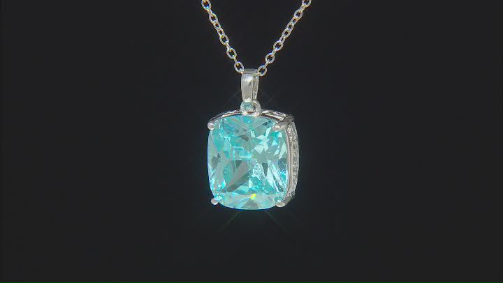 Blue And White Cubic Zirconia Rhodium Over Sterling Silver Pendant With Chain 13.36ctw Video Thumbnail