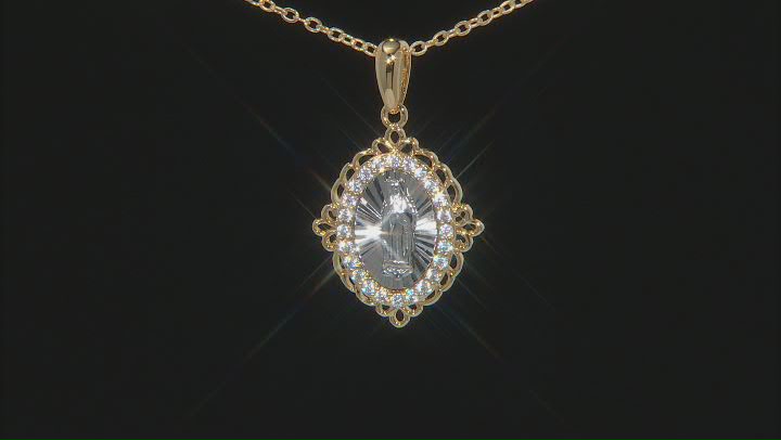 White Cubic Zirconia Rhodium And 18k Yellow Gold Over Sterling Silver Pendant With Chain 0.34ctw Video Thumbnail