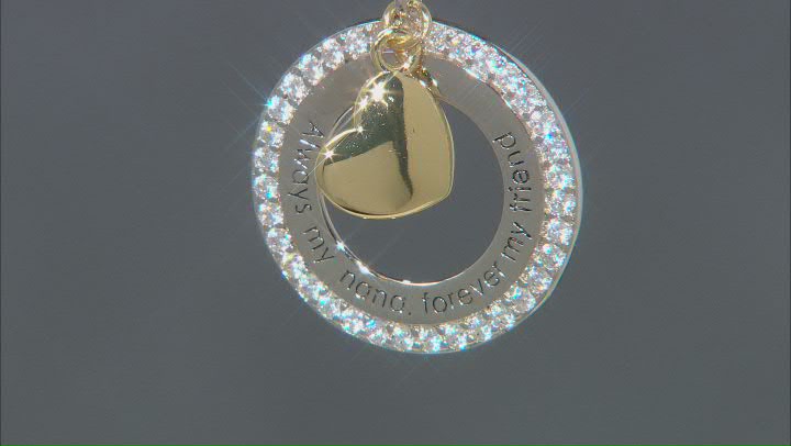 White Cubic Zirconia Rhodium & 18k Yellow Gold Over Silver "Always My Nana" Pendant With Chain Video Thumbnail