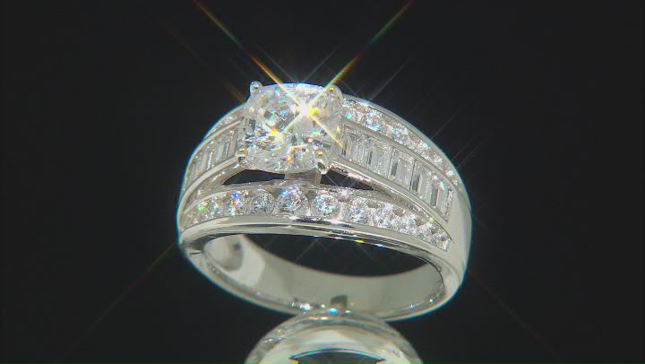 White Diamond Simulant Platinum Over Sterling Silver Ring 3.82ctw Video Thumbnail