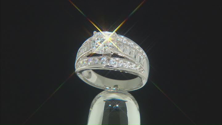 White Diamond Simulant Platinum Over Sterling Silver Ring 3.82ctw Video Thumbnail