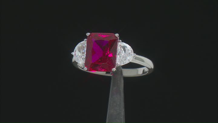 Lab Created Ruby And White Cubic Zirconia Rhodium Over Sterling Silver Ring 2.22ctw Video Thumbnail