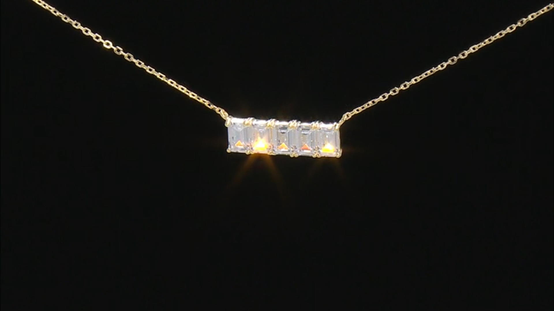 White Cubic Zirconia 18k Yellow Gold Over Sterling Silver Bar Necklace 4.98ctw Video Thumbnail