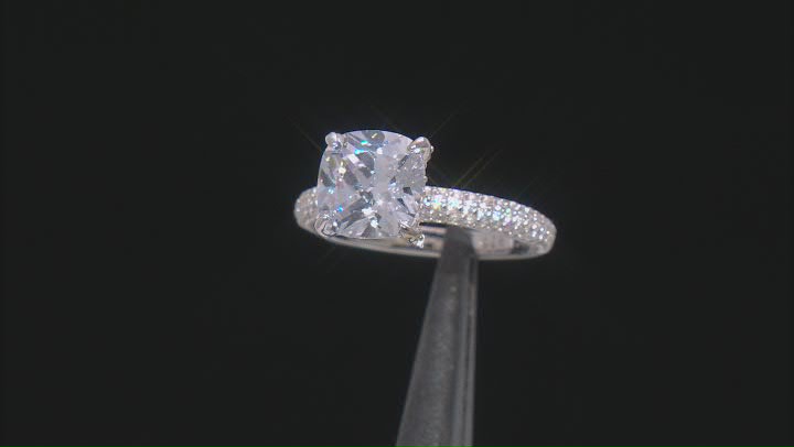 White Cubic Zirconia Platinum Over Sterling Silver Ring 3.99ctw Video Thumbnail