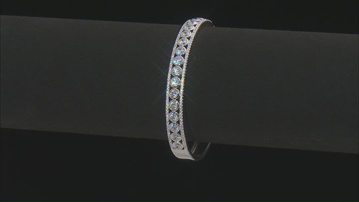 White Cubic Zirconia Rhodium Over Sterling Silver Bangle 5.16ctw Video Thumbnail
