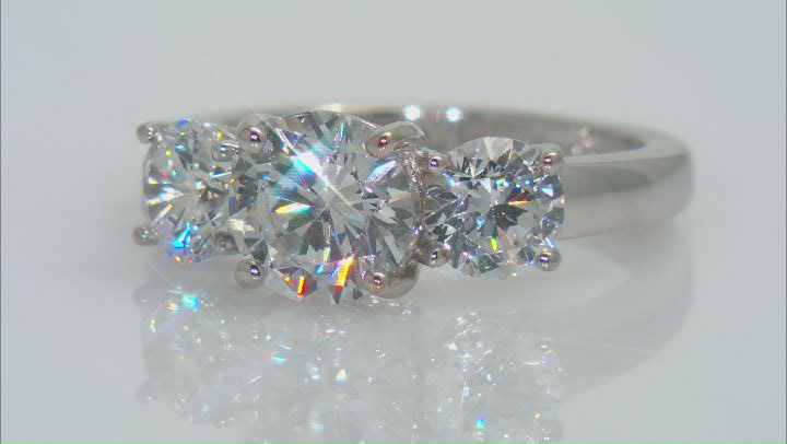 White Cubic Zirconia Platinum Over Sterling Silver Ring 3.15ctw Video Thumbnail