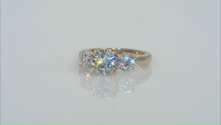 White Cubic Zirconia 18k Yellow Gold Over Sterling Silver Ring 3.15ctw Video Thumbnail