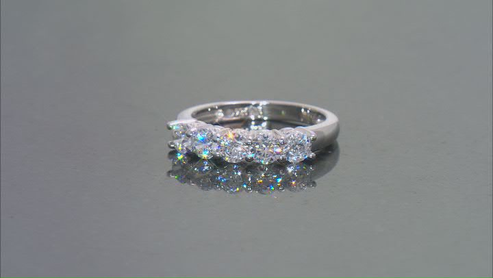 White Cubic Zirconia Platinum Over Sterling Silver Ring 1.25ctw Video Thumbnail