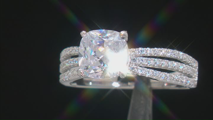 White Cubic Zirconia Rhodium Over Sterling Silver Ring 4.74ctw Video Thumbnail