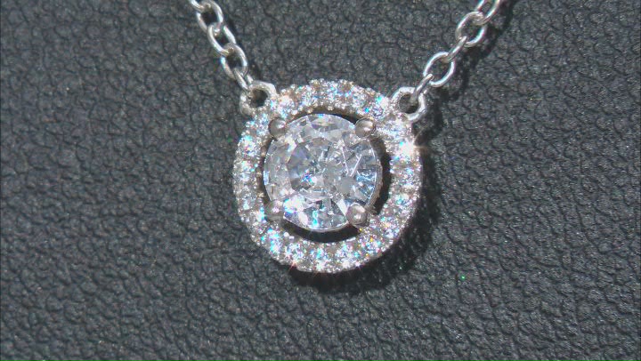 White Cubic Zirconia Platinum Over Sterling Silver Necklace 0.61ctw Video Thumbnail