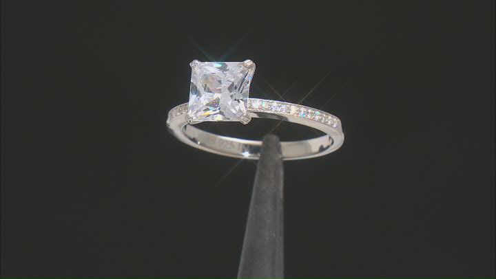 White Cubic Zirconia Platinum Over Sterling Silver Ring 2.85ctw Video Thumbnail