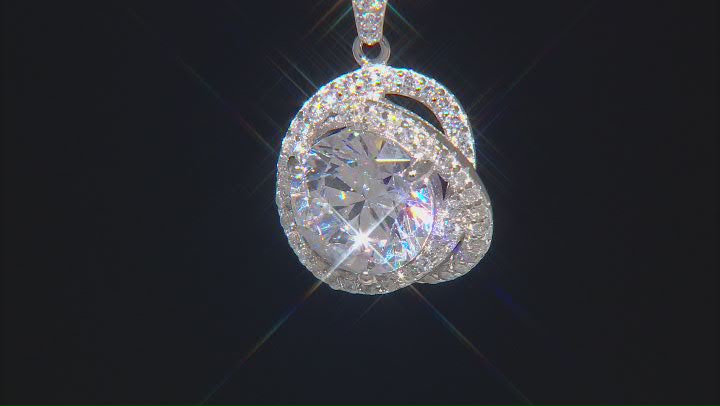 White Cubic Zirconia Rhodium Over Sterling Silver Pendant With Chain 7.78ctw Video Thumbnail