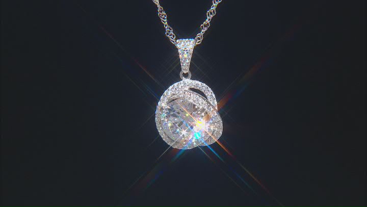 White Cubic Zirconia Rhodium Over Sterling Silver Pendant With Chain 7.78ctw Video Thumbnail