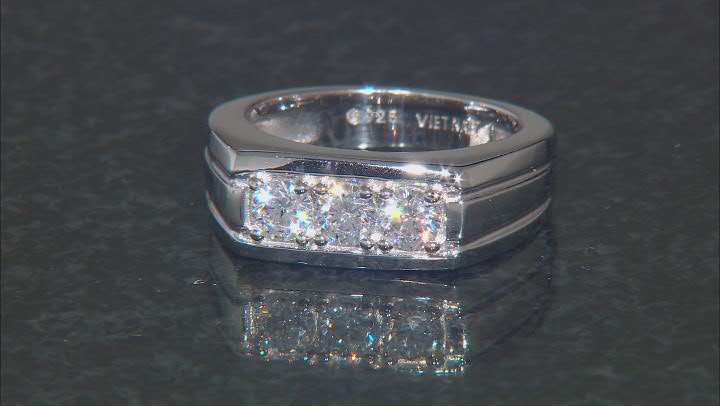 White Cubic Zirconia Platinum Over Sterling Silver Ring 0.75ctw Video Thumbnail