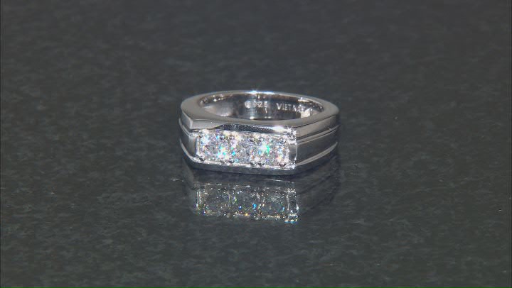 White Cubic Zirconia Platinum Over Sterling Silver Ring 0.75ctw Video Thumbnail