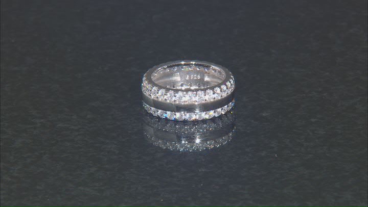 White Cubic Zirconia Platinum Over Sterling Silver Band Ring 0.30ctw Video Thumbnail