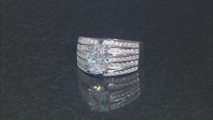 White Cubic Zirconia Platinum Over Sterling Silver Ring 3.70ctw Video Thumbnail