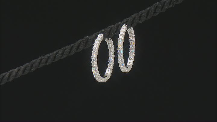 White Cubic Zirconia Platinum Over Sterling Silver Hoops 3.24ctw Video Thumbnail