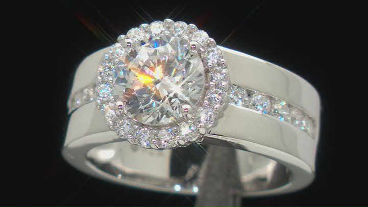 White Cubic Zirconia Platinum Over Sterling Silver Ring 2.62ctw Video Thumbnail