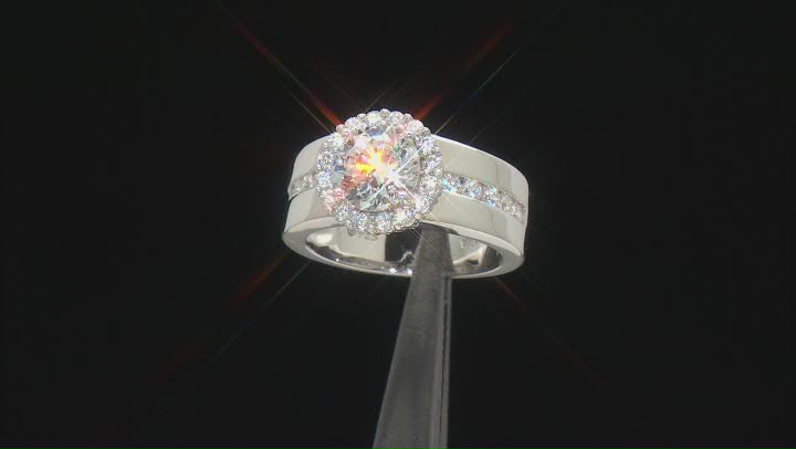 White Cubic Zirconia Platinum Over Sterling Silver Ring 2.62ctw Video Thumbnail