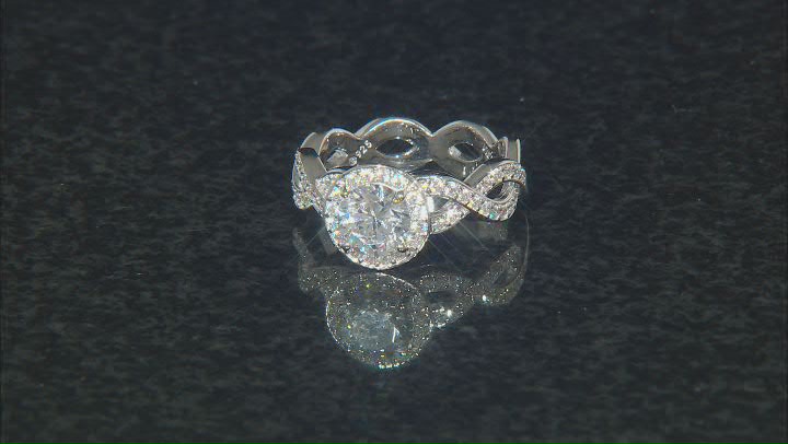 White Cubic Zirconia Platinum Over Sterling Silver Ring 2.10ctw Video Thumbnail