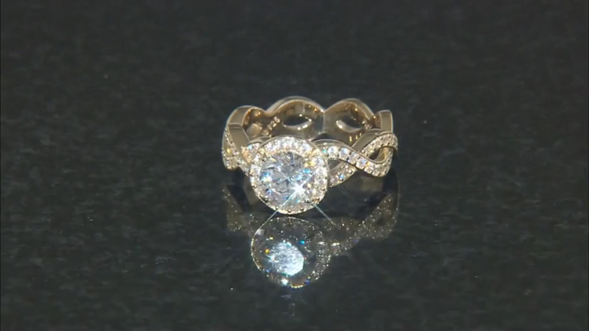 White Cubic Zirconia 18K Yellow Gold Over Sterling Silver Ring 2.10ctw Video Thumbnail