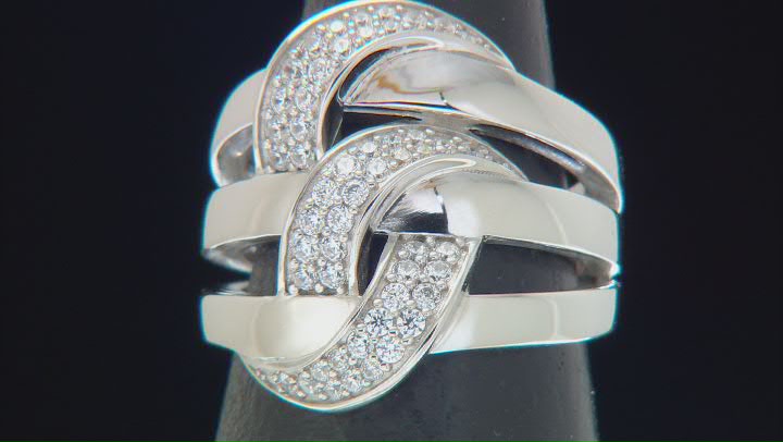 White Cubic Zirconia Platinum Over Sterling Silver Ring 0.72ctw Video Thumbnail