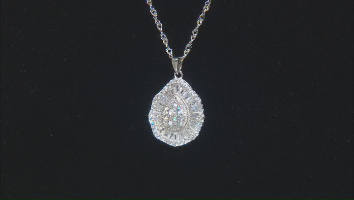 White Cubic Zirconia Rhodium Over Sterling Silver Pendant With Chain 0.95ctw Video Thumbnail