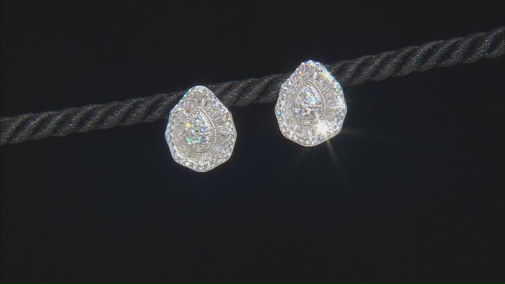 White Cubic Zirconia Rhodium Over Sterling Silver Earrings 1.71ctw Video Thumbnail