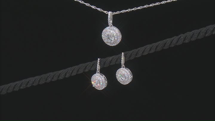 White Cubic Zirconia Rhodium Over Sterling Silver Jewelry Set 2.98ctw Video Thumbnail