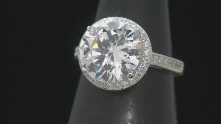 White Cubic Zirconia Platinum Over Sterling Silver Ring 11.02ctw Video Thumbnail