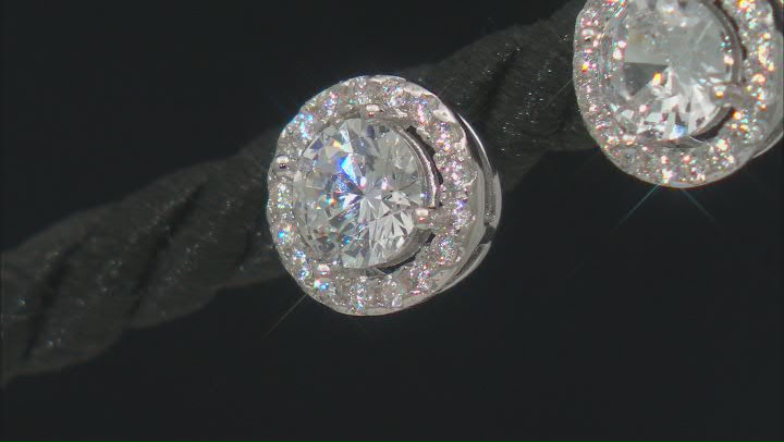 White Cubic Zirconia Platinum Over Sterling Silver Earrings 1.37ctw Video Thumbnail