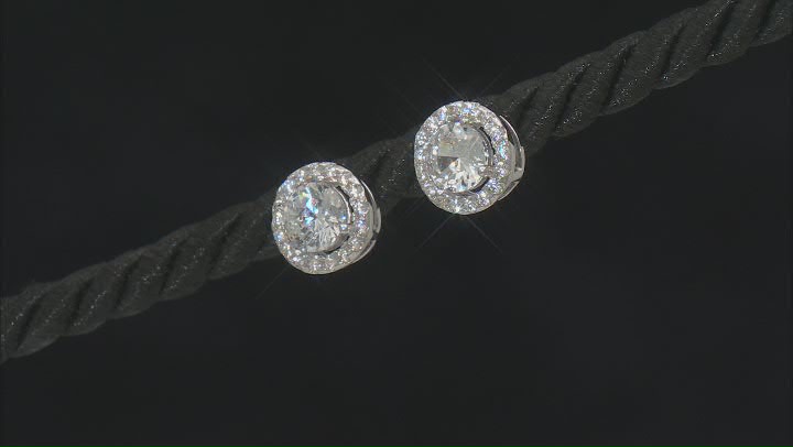 White Cubic Zirconia Platinum Over Sterling Silver Earrings 1.37ctw Video Thumbnail