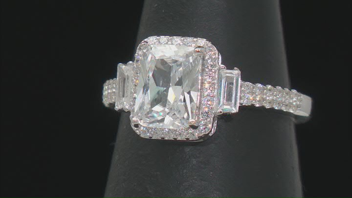 White Cubic Zirconia Rhodium Over Sterling Silver Ring 3.47ctw Video Thumbnail