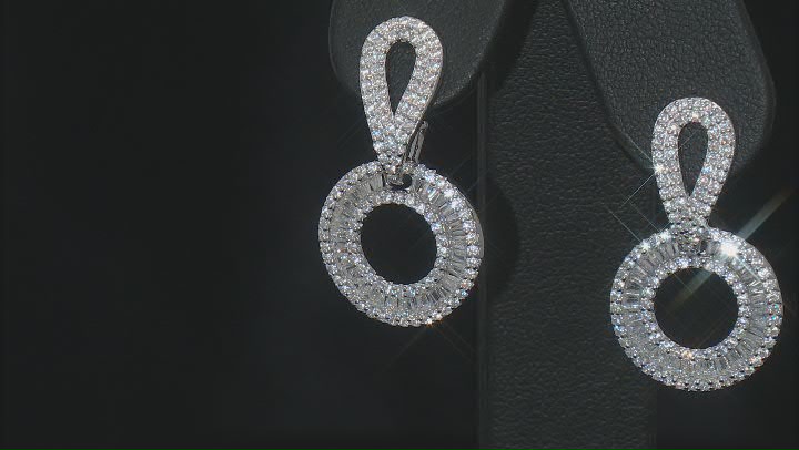 White Cubic Zirconia Rhodium Over Sterling Silver Earrings 3.89ctw Video Thumbnail