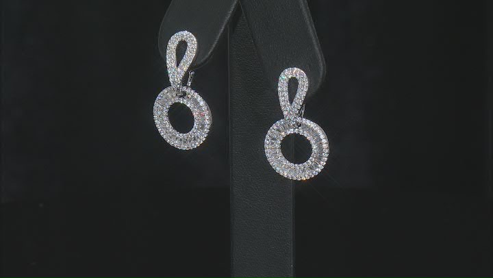 White Cubic Zirconia Rhodium Over Sterling Silver Earrings 3.89ctw Video Thumbnail