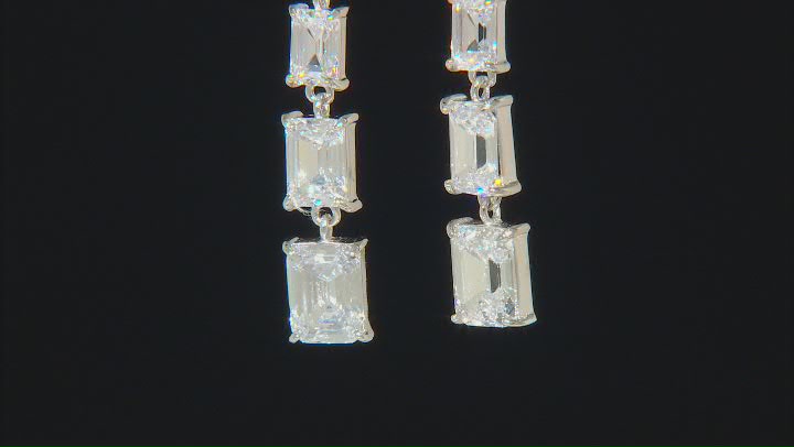 White Cubic Zirconia Platinum Over Sterling Silver Earrings 7.20ctw Video Thumbnail