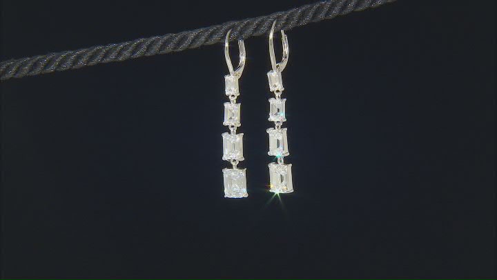 White Cubic Zirconia Platinum Over Sterling Silver Earrings 7.20ctw Video Thumbnail