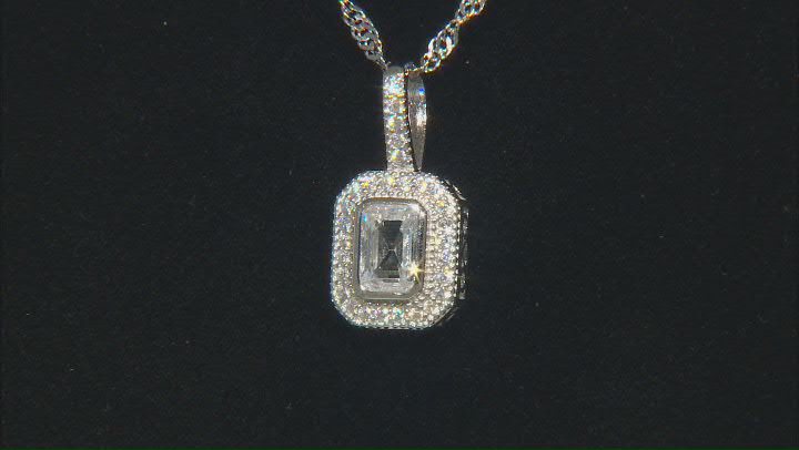 White Cubic Zirconia Platinum Over Sterling Silver Pendant With Chain 0.75ctw Video Thumbnail
