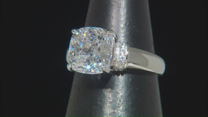 White Cubic Zirconia Rhodium Over Sterling Silver 100 Facet Cut Ring  4.75ctw Video Thumbnail