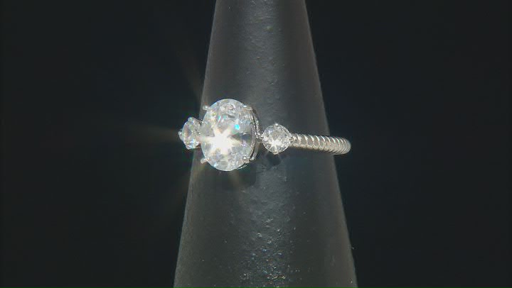 White Cubic Zirconia Platinum Over Sterling Silver Ring 2.14ctw Video Thumbnail