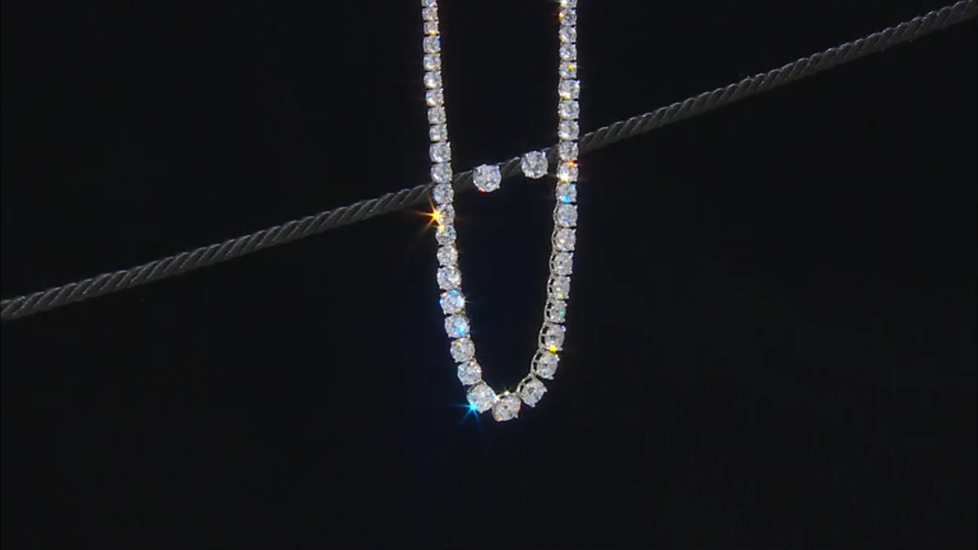 White Cubic Zirconia Rhodium Over Sterling Silver Tennis Necklace Set 80.95ctw Video Thumbnail