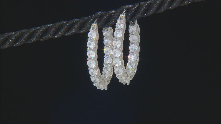 White Cubic Zirconia Rhodium Over Sterling Silver Hoops 5.60ctw Video Thumbnail