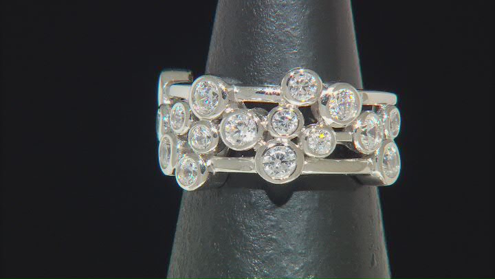 White Cubic Zirconia Platinum Over Sterling Silver Ring 1.26ctw Video Thumbnail