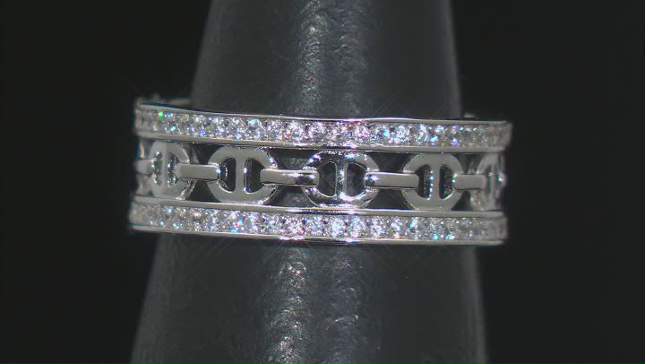 White Cubic Zirconia Rhodium Over Sterling Silver Mariner Link Ring 1.01ctw Video Thumbnail
