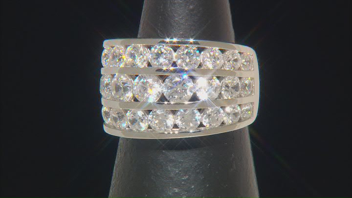 White Cubic Zirconia Platinum Over Sterling Silver Ring 7.78ctw Video Thumbnail